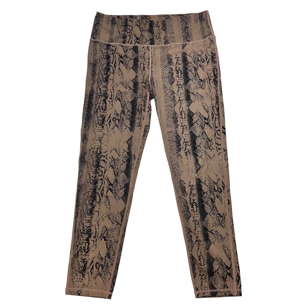 Mono B Snake Print Active Ankle Leggings Mocha/Black Size 1XL